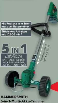 HAMMERSMITH 5-in-1-Multi-Akku-Trimmer »MultiWizard« Rasenmäher, -trimmer NEU