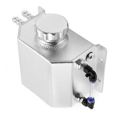 Silver Coolant Overflow Tank, Aluminum Radiator Tank, 1 L Universal Reservoir