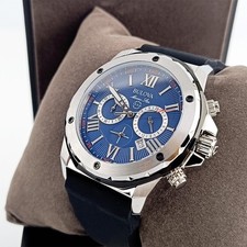 Men's Bulova Marine Star 98B258 Blue Dial Silicone Strap Chrono Quartz Watch