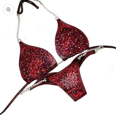 Toxic Angelz Red Bikini Bodybuilding Suit IFBB NPC OCB