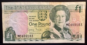 States of Jersey One Pound Note £1 Queen Elizabeth II Nice Banknote