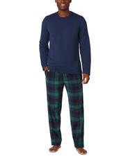Cuddl Duds Cozy Relaxed Fit Flannel Lodge Pajama Set Navy Blue Men  s Size S