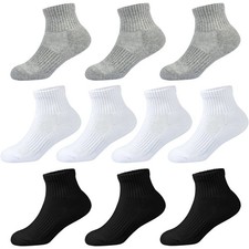 Kids Ankle Socks Boys Cushioned Athletic Short Socks Girls Cotton Quarter Soc...