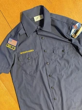 Venturing Boy Scout Shirt Youth XL Blue Short Sleeve  Uniform, Patches USA
