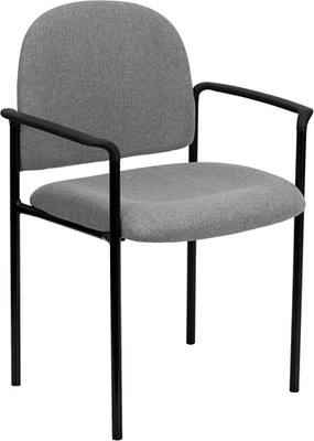 Stylish Tiffany Gray Stackable Steel Reception Chair with Arms