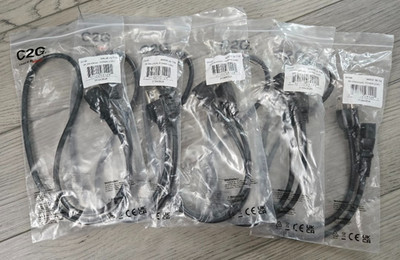 Lot of 5 C2G 3FT Replacement AC Power Cord For Electronics,Computer,TV,Printe...