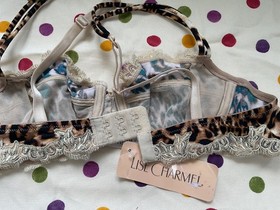 New LISE CHARMEL Panthere Shakti Animal Print Bra & Briefs Set Sz 32B Small