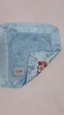 Little Giraffe Plush Baby Blanket Lovey Security 15x15 Satin Trim Blue W Floral