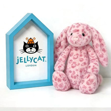 Jellycat Hopscone Luxe Bunny Doll Pink Leopard Print Soft Plush Toy 12 Inch