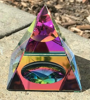 Crystal Iridescent Pyramid - Rainbow Colors 2.3'' with Gift Box
