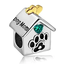 May Dog Mom Paw Bone House Womens Beads Charms for Bracelets Friend Auntie Niece