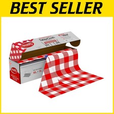 Red Gingham Plastic Tablecloth Roll | Waterproof | 54x108 ft