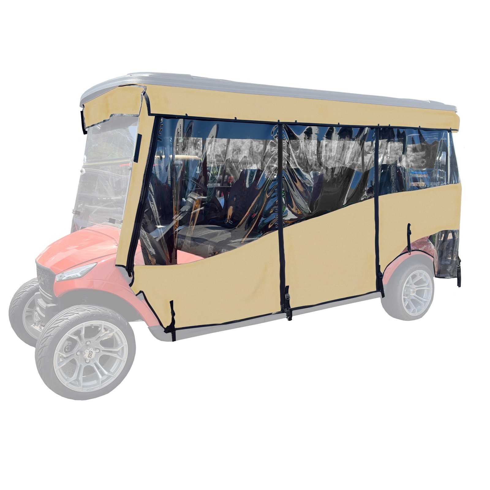 RedDot 3-Sided Golf Cart Enclosure for MadJax XSeries X6 | Linen | Track Style