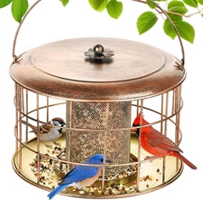 Metal Caged Bird Feeder, Squirrel Proof Bird Feeders for Outdoors Hanging, Wild