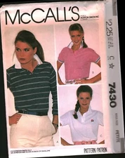 7430 Vintage McCalls SEWING Pattern Misses 1980s Pullover Top Stretch Knit UNCUT