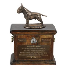 Bull Terrier, Bully - urn for dog ashes, urn with a statuette, personalized urn