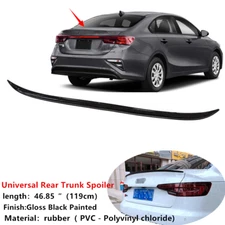 46.85in Fit For Kia Forte 2019-2022 Universal Rear Trunk Lip Wing Spoiler Black