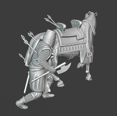 Northern Crusades Miniatures Medieval Crusader withdrawing under fire 28 32 54mm