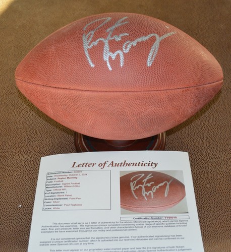Peyton Manning Autographed Wilson NFL Football JSA Authentication