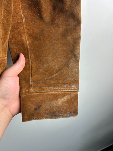 Vintage 60s Suede Brown Button Up True Vintage Jacket Size M - Picture 7 of 10