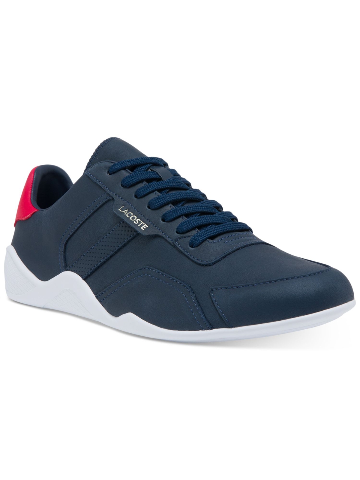 Мужские кроссовки LACOSTE из кожи Hapona с круглым носком и шнуровкой на подкладке темно-синего цвета, кожаные кроссовки 10.5
