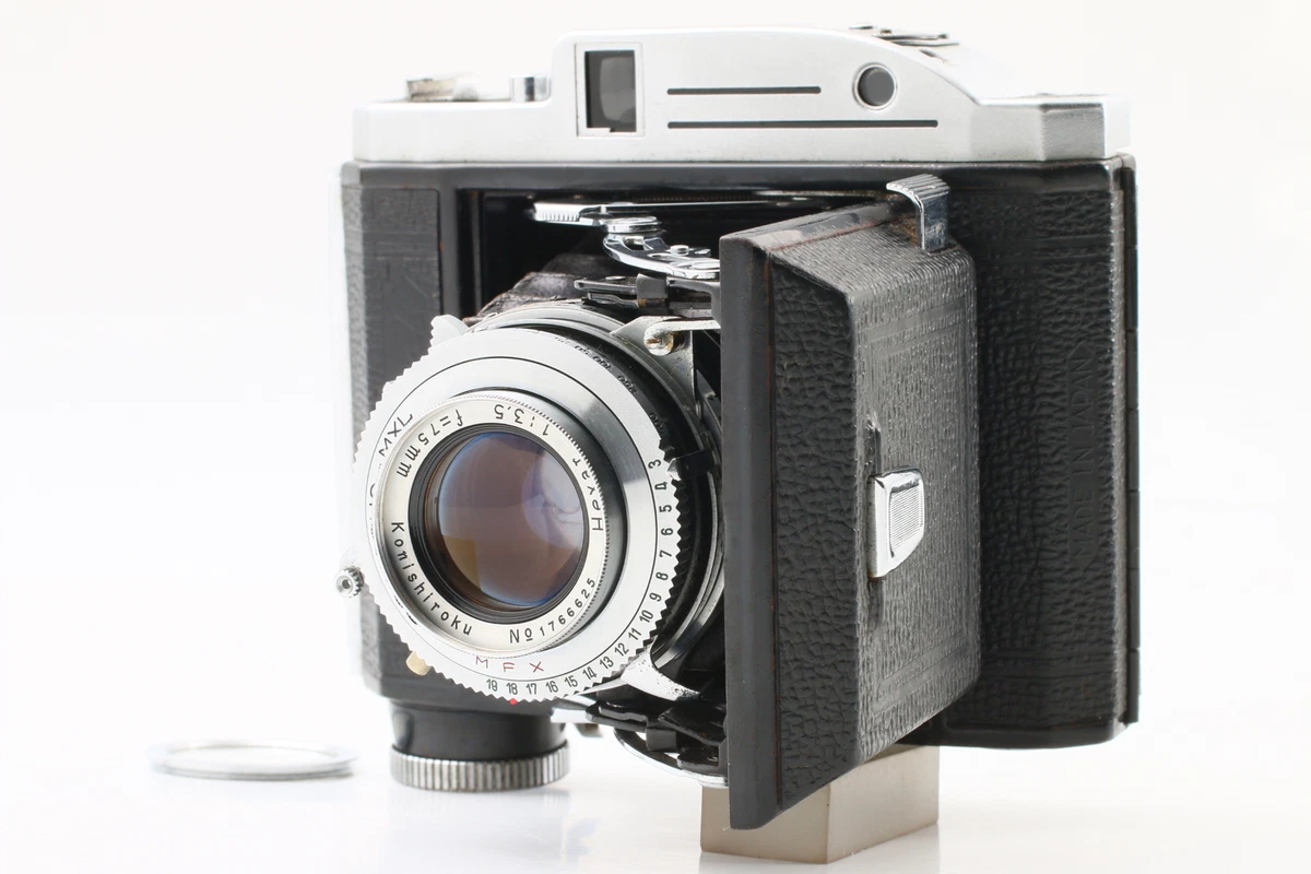 [Exc+4] Konica Pearl III Rangefinder Bellows Camera Hexar 75mm f/3.5 From  JAPAN