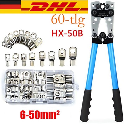 300-tlg Batteriekabelschuh Sortiment 6-50mm² Crimpwerkzeug Rohrkabelschuhe Zange