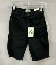 Jordache Vintage Womens Cris High Rise Bermuda Shorts, Black Size 24, 25