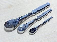 Nos Armstrong Tools Usa 3pc Full Polish Chrome Ratchet Set 14 38 12 Drive
