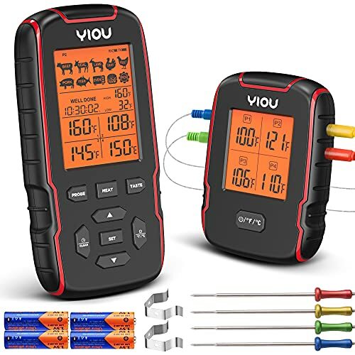Wireless Meat Thermometer For Cooking Digital Meat Thermometer With 4 Probes