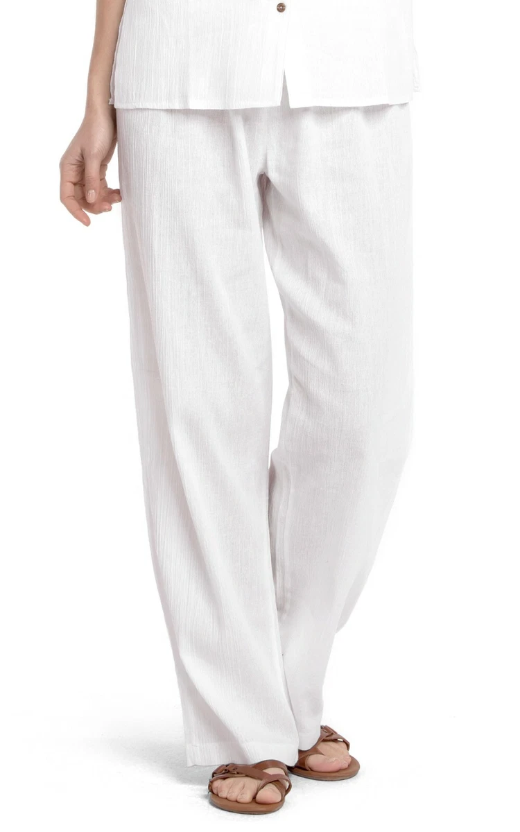 White by Nature Women's 100% Cotton Gauze Beach & Pajama Pants White Size  XL NWT