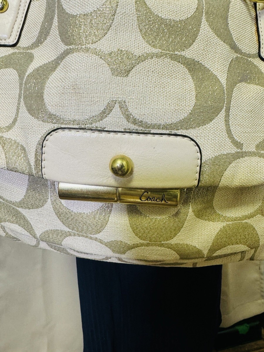 COACH Kristin Lurex Champagne Woven Hobo Shoulder Bag Purse 16806