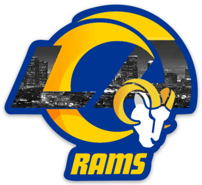 Los Angeles Rams with City in logo Ram Head Blue & Yellow Die-cut