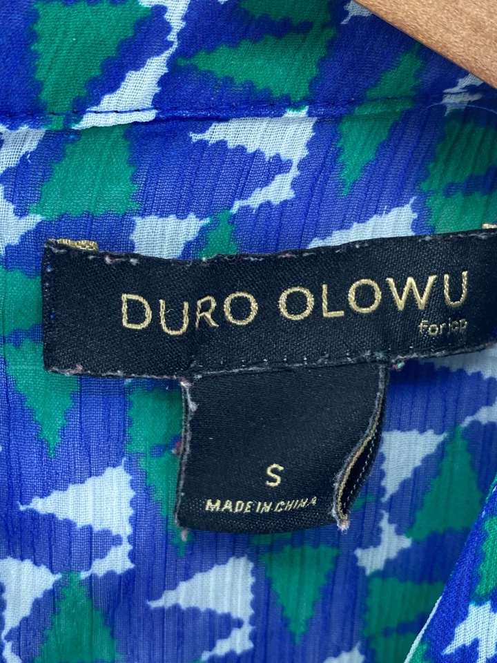 Duro Olowu  Small Blouse Blue/Green/White Sleeveless (W6726-D7) - Image 3 of 4