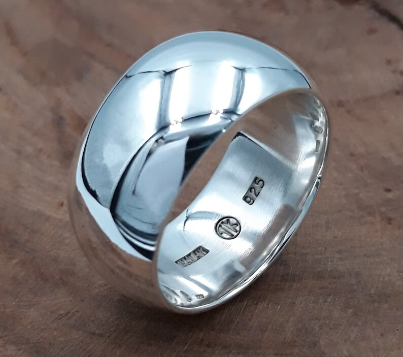 Dome Ring Wide 925 Sterling Silver Band &Statement Ring Handmade Ring ...