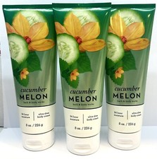 3 NEW BATH BODY WORKS CUCUMBER MELON ULTRA SHEA BODY CREAM LOTION 8 OZ LARGE