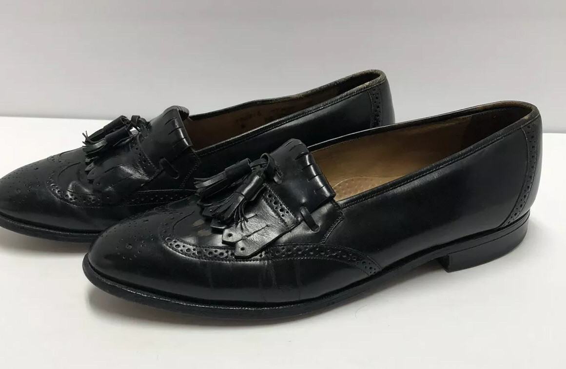 Johnston Murphy Optima Black Leather Wingtip Kiltie Tassel  display picture 1