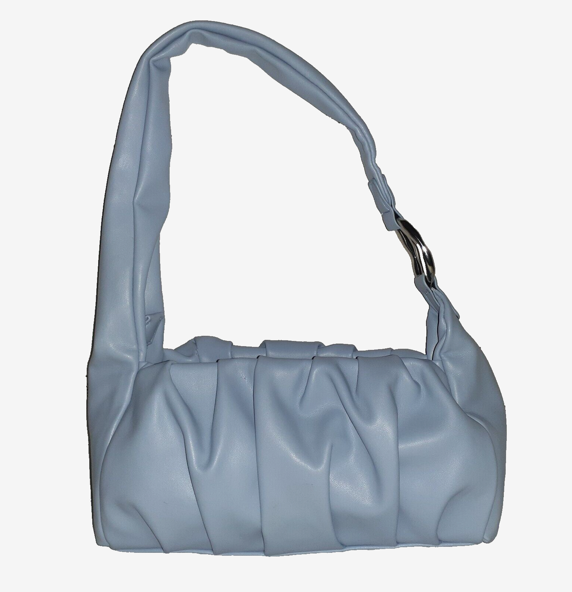 Macy's Pale Blue Faux Leather Shoulder Handbag Purse Zip NWOT