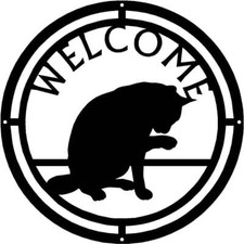 Cat #18a Round Welcome Sign - Made in America - Outdoor Decor