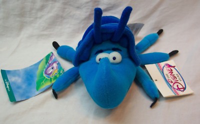 Walt Disney Store Bug's Life BLUE DIM BEETLE 7'' BEAN BAG Stuffed Animal Toy NEW