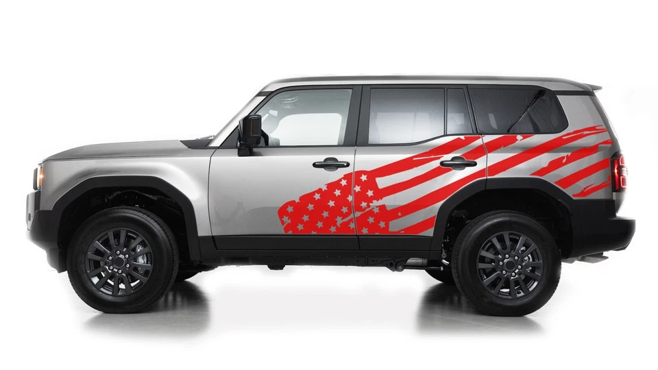 Kit de calcomanías de diseño gráfico de bandera estadounidense lateral para Toyota Land Cruiser Foto 3 de 4