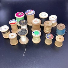 Vintage Wooden Wood Sewing Thread Spools Lot of 15