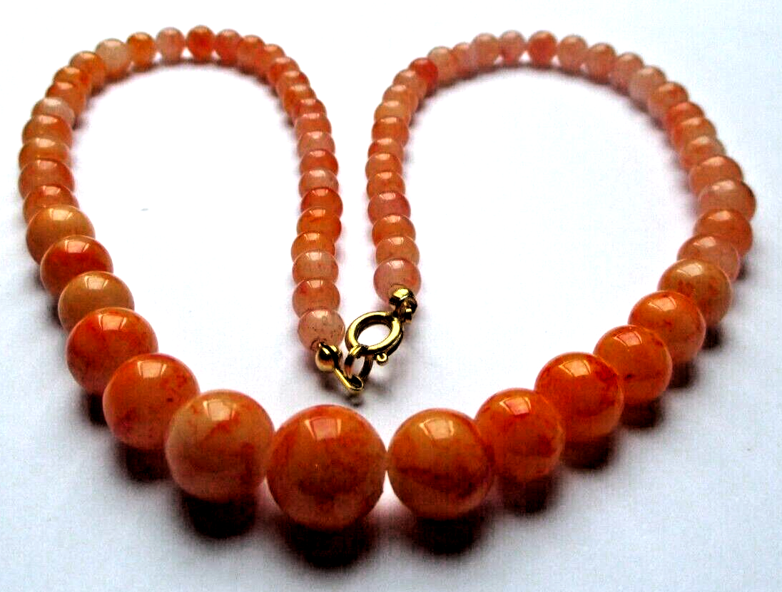 Collier De Perles De Verre Vintage Orange Irisé - Occasion Parfait état