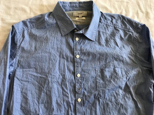 DIESEL INDUSTRY JEANS MEN'S DRESS SHIRT BLUE L/S SZ STRAIGHT XXL EU SLIM - Picture 2 of 9