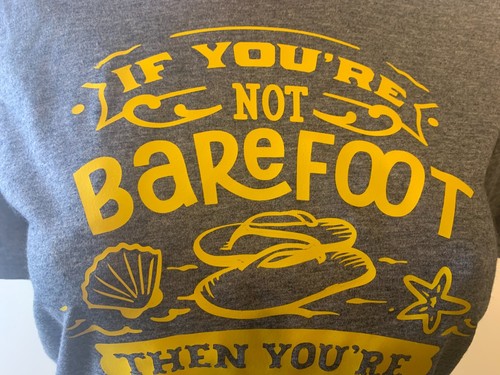 If you're not Barefoot then your Overdressed Handmade on Gray T-shirt with Gold - Picture 5 of 9