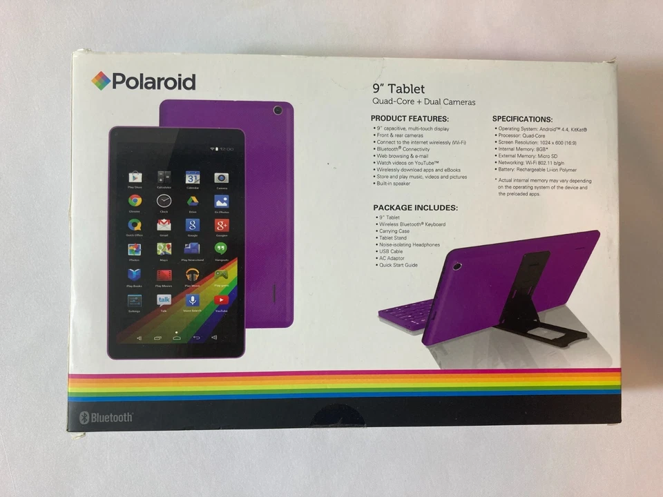 Polaroid P900X 8GB  9" Android Dual Camera Tablet Keyboard Case Bundle Sealed - Image 2 of 2