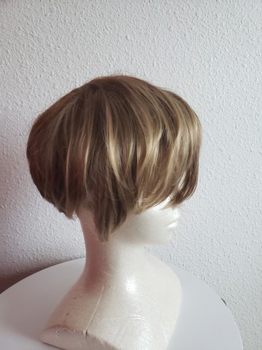 New Short Pixie Cut Wig Mixed Blondy Brown Bangs Synthetic - Picture 4 of 13