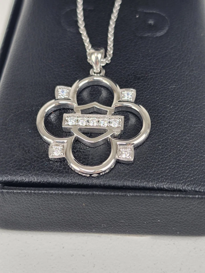 Collar trébol bling genuino Harley-Davidson para mujer HDN0431-16ADJ Foto 3 de 4