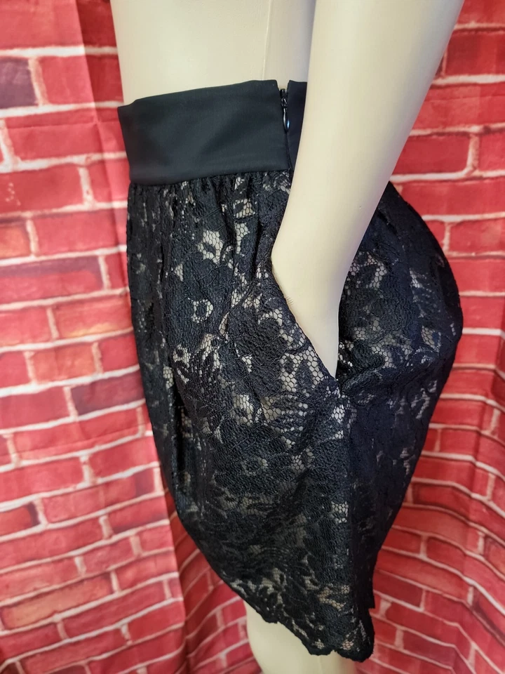 Falda de encaje negra para mujer Robert Rodriguez talla 4 #03 Foto 2 de 4