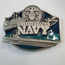 Vintage 1987 Siskiyou Buckle Co. United States Navy Metal  Enamel Belt Buckle